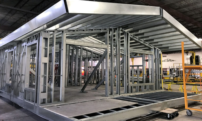 Barndominium factory frame in Colorado